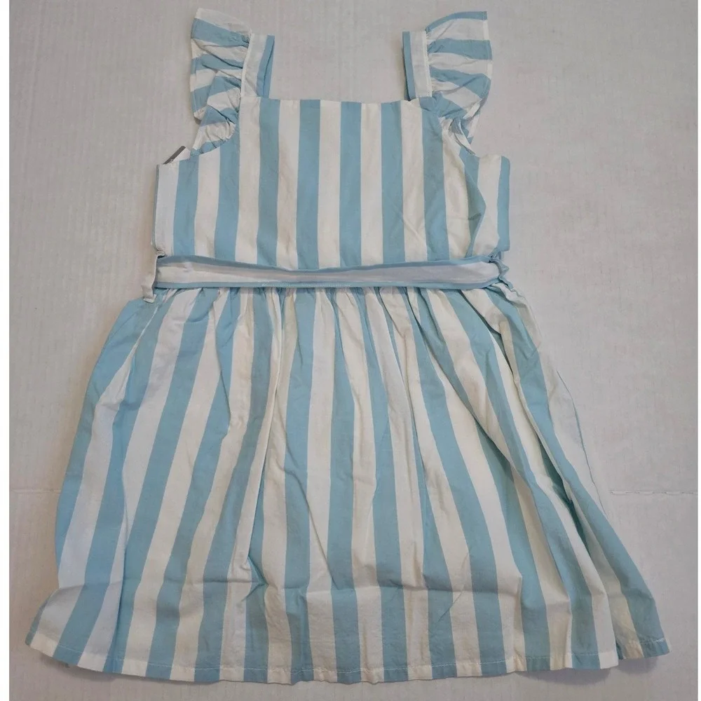 Carters Toddler Girls Blue White Striped Ruffle Strap Cotton Dress 3T NWT